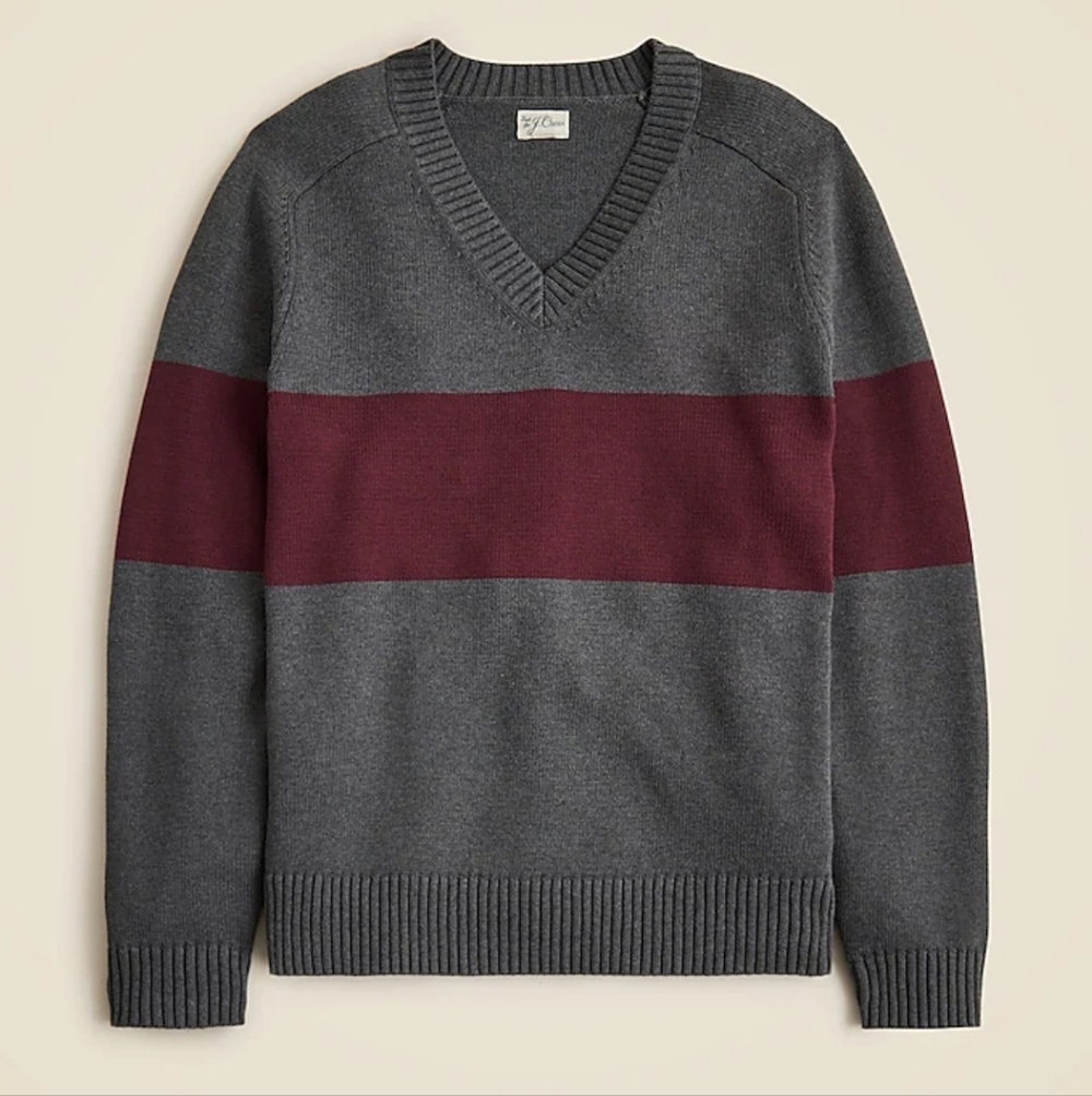 J Crew Heritage cotton V-neck sweater in stripe CM322 New Various Sizes